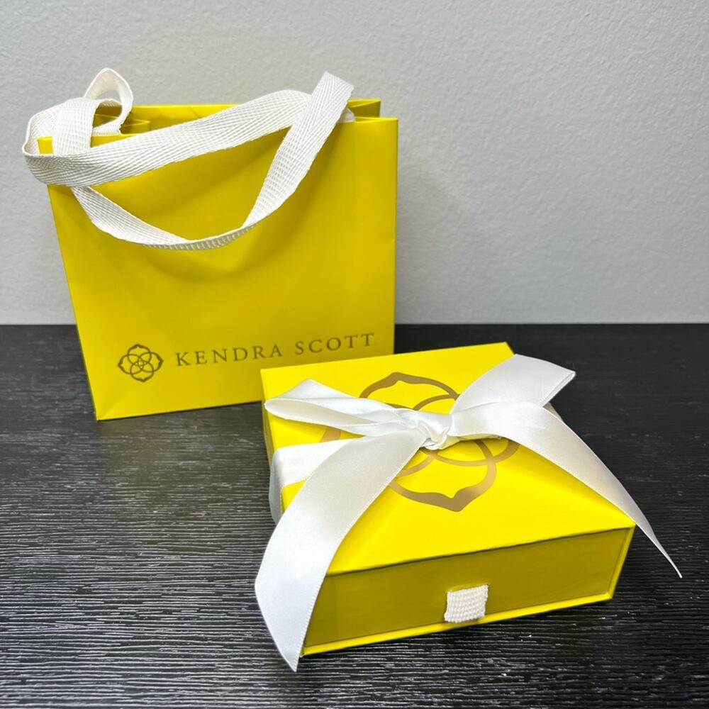 Kendra Scott Yellow Gift Box & Bag with White Ribbon Jewelry Packaging Set